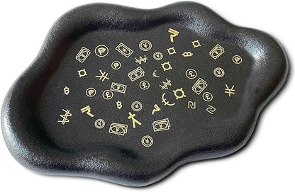 J.K.Leo Exquisite Small Ceramic Jewelry Tray - Trinket Dish Evil Eye Decor, Gold Plate Ring Holder, Modern Boho Home Essentials, Perfume Organizer, Witchy, Aesthetic Room Decor (Cloud-A)