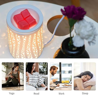 PALANCHY Wax Melt Warmer Ceramic Oil Burner Electric Candle Wax Warmer Burner Melter Fragrance Warmer for Home Office Bedroom Aromatherapy Gift & Decor 2 Bulbs Included Gift Box Packaged