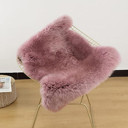 Genuine Sheepskin Rug New Zealand Fluffy Lambskin Rug, Natural Luxury Sheepskin Throw for Bedroom Living Room Children's Room - Premium Area Rug Chair Cover (2×3 Feet, Misty Pink)