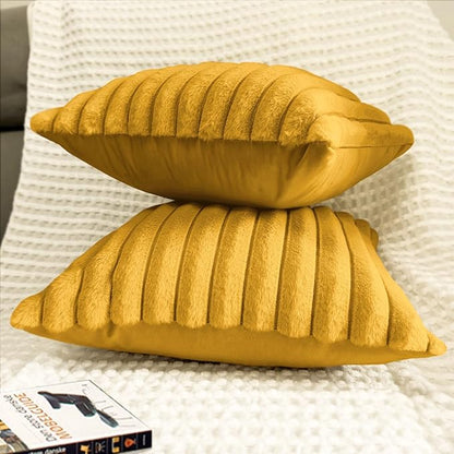 2 Pack Pillow Covers, 20x20 Faux Fur Square Throw Pillow Covers for Living Room Decorations Throw Pillow Case, Throw Pillow Cover Cushion Cover for Home Sofa Bedroom Car, Mustard Yellow