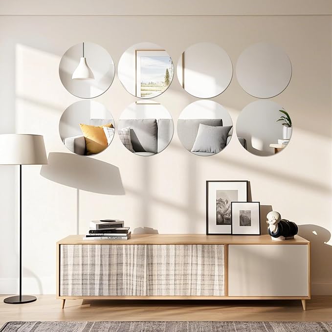 10 Pack Round Mirrors for Centerpieces, 6" Small Circle Mirror Centerpieces for Tables, Mirror Tiles for Wall Table Wedding Centerpieces Mirror Plates for Candle Wedding Decorations (6inch/15cm)
