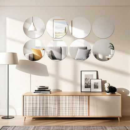 10 Pack Round Mirrors for Centerpieces, 6" Small Circle Mirror Centerpieces for Tables, Mirror Tiles for Wall Table Wedding Centerpieces Mirror Plates for Candle Wedding Decorations (6inch/15cm)