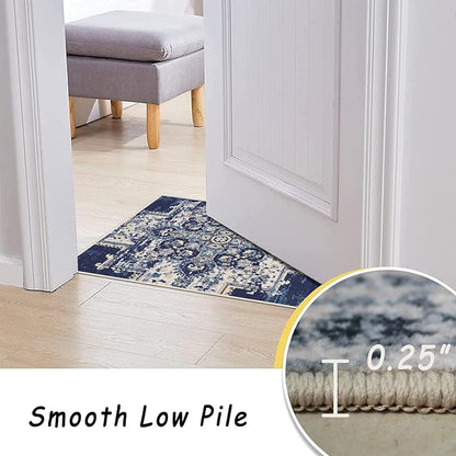 vivorug Round Rug 4ft Vintage Round Area Rug Non-Slip Indoor Carpet for Living Room Bedroom Entryway, Stain Resistant Home Decor Circle Rug, Navy Blue
