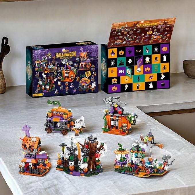 31-Day Halloween Advent Calendar 2025, Halloween Countdown Calendar for Kids Adult - Haunted House, Pumpkins, Ghosts Mini Building Block Gifts for Kids Party Goodie Bag Stuffers