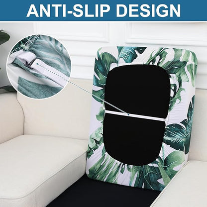 Smiry Printed Couch Cushion Covers, Stretch Soft Couch Covers for Sofa, Washable Non-Slip Sofa Slipcover Furniture Protector for Indoor and Outdoor (1 Pack, Green)