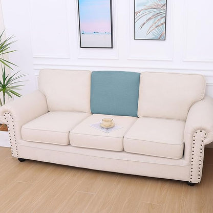 hyha Waterproof Couch Cushion Covers for Pets, Non Slip Sofa Seat Cover for Dogs Washable, Soft Thick Stretch Jacquard Fabric, Sofa Slipcovers with Elastic Bottom (1 Piece for Backrest M, Lake Blue)