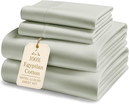 LANE LINEN 100% Egyptian Cotton Bed Sheets sábanas California King - 1000 Thread Count, Soft & Comfy Thick Bedding Sheets & Pillowcase Set, Machine Wash 15" Deep Pocket Cal King Sheet Set -Mineral