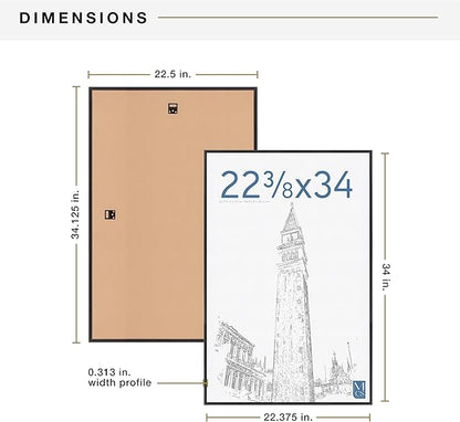 MCS Original Poster Frame 22.375x34 Black Lightweight Vertical & Horizontal Wall Hanging Large Picture Frame for Posters, Art Prints & Gallery Wall (1-Pack)