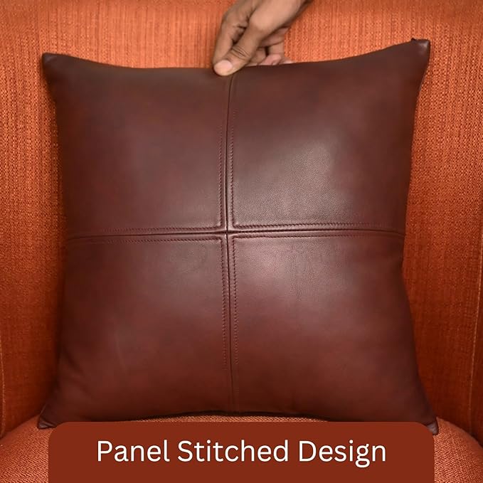 LL LEATHER LOVERS Genuine Lambskin Leather Pillow Cover, 14x14 Inch Case for Lumbar Throw Couch Pillows, Thick & Soft Cushion Covers for Sofa Bed Home Décor (Antique Dark Brown Plain Pack of 1)