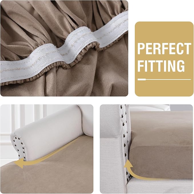 H.VERSAILTEX Suede Stretch Individual Chaise Lounge Covers Replacement Sectional Couch Covers L Shape Sofa Both Left/Right Soft Couch Seat Covers for Pets Washable(1 Piece Chaise Cover, Sand)