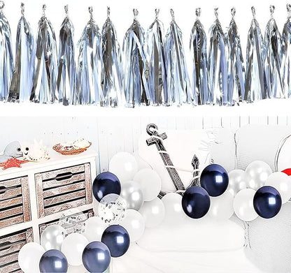 30pcs Silver Tissue Tassels DIY Hanging Decorations - Baby Shower, Wedding, Festival - Paper Tassel Garland Decor