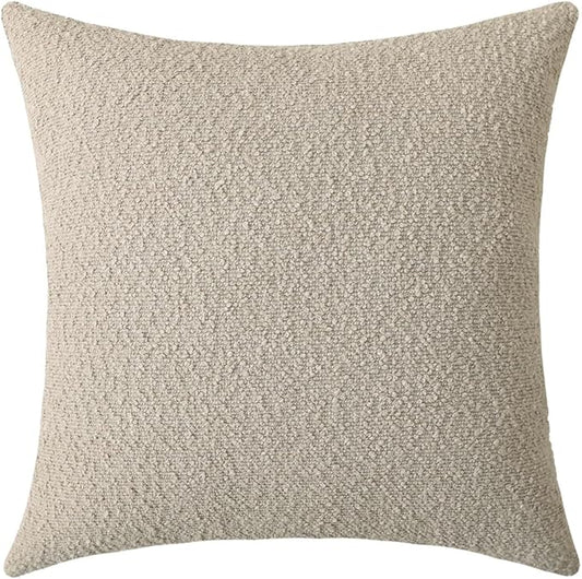 Jeneoo Light Grey Decorative Square Thick Accent Throw Pillow Covers Fine Textured Boucle Couch Cushion Case for Sofa Decor, Set of 1, 24 x 24 Inch