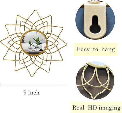 Champagne Gold Round Mirrors for Wall Pack of 3 - | 9 inch Decorative Mirrors for Christmas Wall Decor& Vintage Room Decor | Circle Mirror Modern for Women & Moms