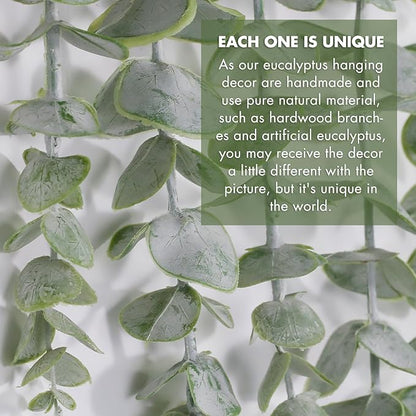 Artificial Eucalyptus Wall Hanging Decor - Fake Eucalyptus Leaves Greenery Vines Wall Hanging Plants - Farmhouse Rustic Boho Decor for Bathroom Bedroom Livingroom Decorations