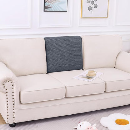 Smiry Waterproof Couch Cushion Covers, Stretch Jacquard Thick Sofa Cushion Covers, Washable Seat Slipcover Elastic Furniture Protector for Pets, Kid (Back Cover M, Grey)