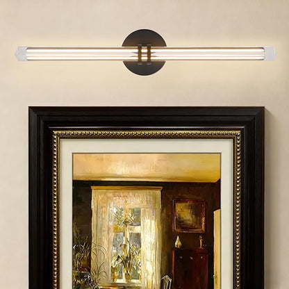 Modern Black Crystal Picture Light for Wall Hardwired, 24 Inch Dimmable Painting Lights for Wall Art, Vanity, Over Mirror, Paintings, Living Room, Picture Frame (Includes Bulb)