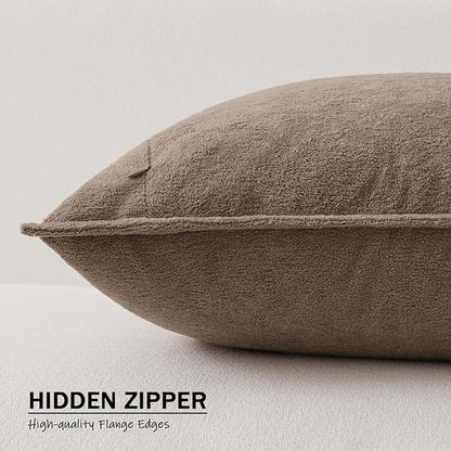 Kevin Textile Waterproof Decorative Pillow Covers Taupe 22x22 Inch Pack of 2 Soft Boucle Textured Euro Pillowcases Elegant Accent Pillows for Couch Sofa Chair Bed Home Decor Indoor Outdoor