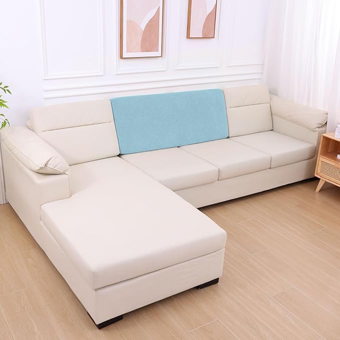 hyha Individual Couch Cushion Covers, Stretch Magic Sofa Seat Cushion Covers Washable, Dog Couch Sofa Slipcover for Pets, Kid with Elastic Bottom(Back Cover L, Lake Blue)