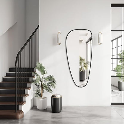 WallBeyond Asymmetrical Mirror, Irregular Wall Mirror, Wall Mirrors Decorative for Bedroom Living Room entryway Hall, Wall Mirror for mid Century Modern Decor 48" H x 22" W, Black