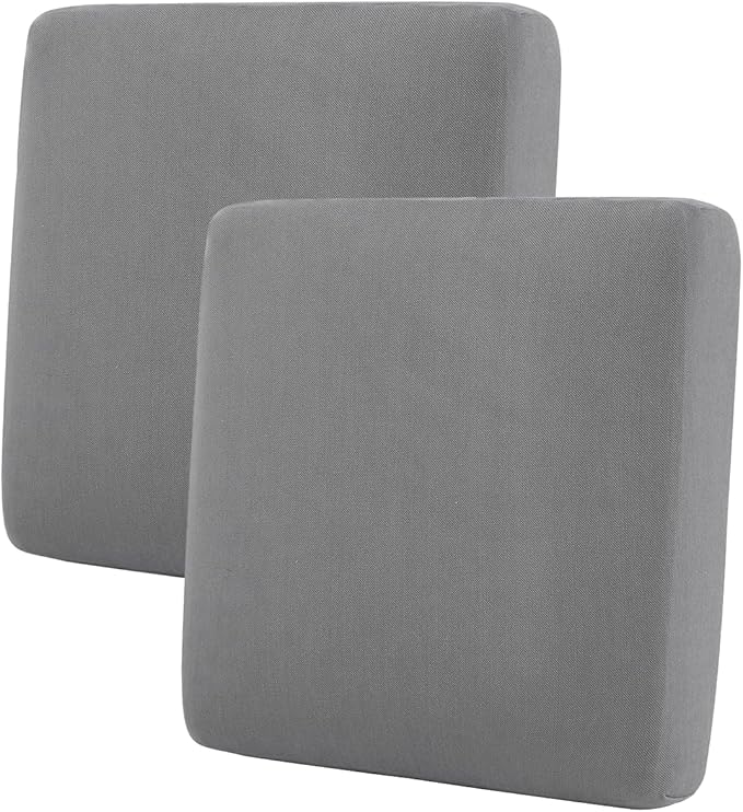Individual Couch Cushion Covers, Non-Fuzzy Chenille Sofa Covers for Seat Cushions, Clean Look, Durable Stretch Fit Couch Slipcovers for Sectional and L Shaped Sofas (2 Piece, Grey)
