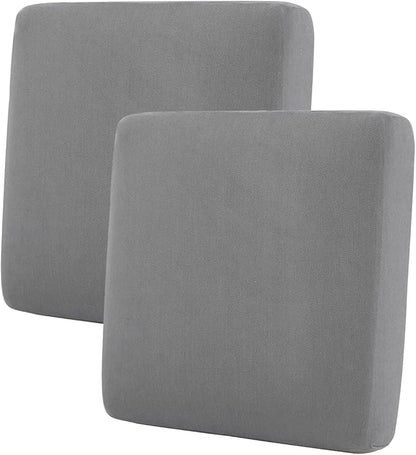 Individual Couch Cushion Covers, Non-Fuzzy Chenille Sofa Covers for Seat Cushions, Clean Look, Durable Stretch Fit Couch Slipcovers for Sectional and L Shaped Sofas (2 Piece, Grey)
