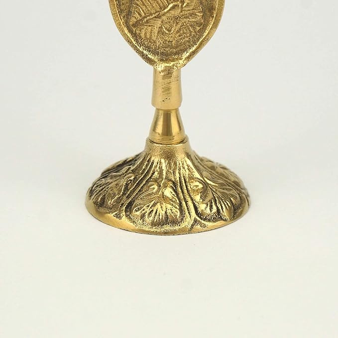 Theotokos Design Brass Candle Holder – Christian Candlestick for Thin Orthodox Candles, 3.74 in Height
