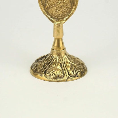 Theotokos Design Brass Candle Holder – Christian Candlestick for Thin Orthodox Candles, 3.74 in Height