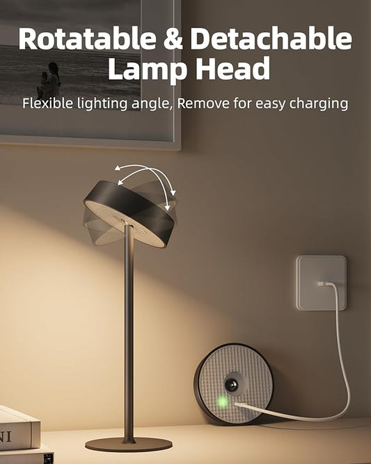 Cordless Lamp, Outdoor Waterproof, Dimmable Touch Control 3 Color Temperature, Battery Operated Portable, RGB, LED Memory Function, Rechargeable Table Lmap, Desk Lamp, Patio Dinning Restaurant Kitchen