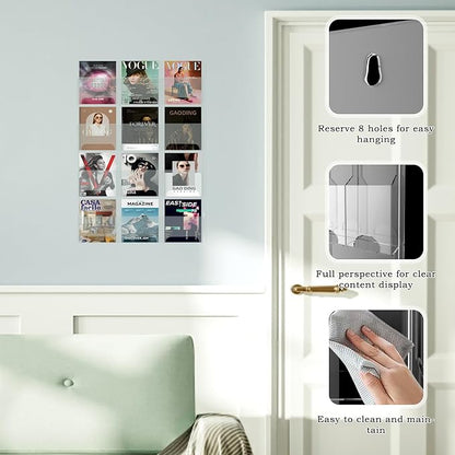 Nalwort Acrylic Brochure Pamphlet Holder, 12 Magazine Holders, Clear Brochure Display Stand Wall Mount, Trifold Flyer Rack, Literature Storage Rack for Home, Offices, Waiting Room