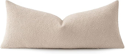 MIULEE Textured Boucle Throw Pillow Cover Neutral Accent Solid Lumbar Pillow Case Decorative Soft Pack of 1 Couch Cushion Chair Sofa Bedroom Livingroom Home Decor,36x14 Inch