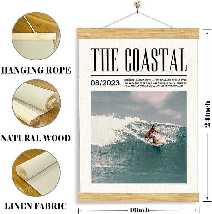 YGSDZY The Coastal Canvas Poster, Trendy Surfer Girl Poster, Outdoorsy Wall Art, Beach House Decor, Aesthetic Ocean Hanging Posters, Surfing Lover Room Decors, Gift for Her, 11.8 * 15.7