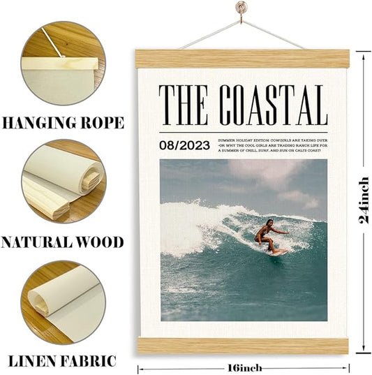 YGSDZY The Coastal Canvas Poster, Trendy Surfer Girl Poster, Outdoorsy Wall Art, Beach House Decor, Aesthetic Ocean Hanging Posters, Surfing Lover Room Decors, Gift for Her, 11.8 * 15.7