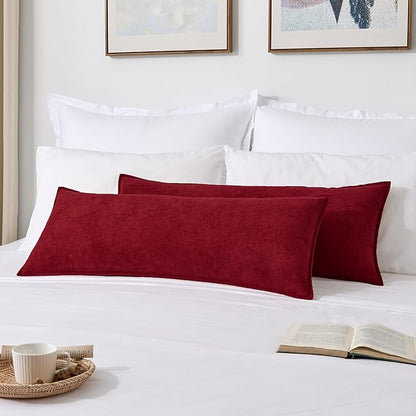 Kevin Textile Christmas 14x36 Inch Long Lumbar Cover 1 Pack Soft Boucle Textured Decorative Waterproof Rectangle Cushion Accent Pillows for Couch Sofa Chair Bed Home Decor Indoor Outdoor Burgundy