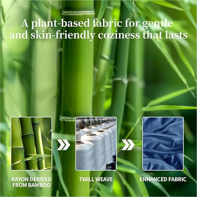 Shilucheng 100% Viscose Derived from Bamboo_ Sheets Full Size 4pcs - Ultra Cooling & Silky Soft Bed Sheets, 16" Deep Pocket, Perfect for Hot Sleepers, Hotel Bedding Sheets (Navy Blue)