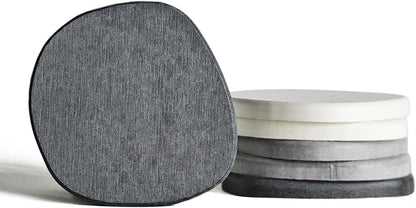 Diatomaceous Earth Coasters Set of 6 for Drinks, Moisture Water Absorbent Stone Coasters for Table Desk at Work, Water Absorbing Instant Drying Diatomite, Modern Grey and White