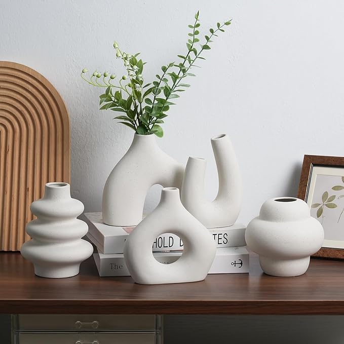 TOMNK Ceramic Flower Vase Set of 5 Modern Nordic Boho Style Decorative Vases Home Decor