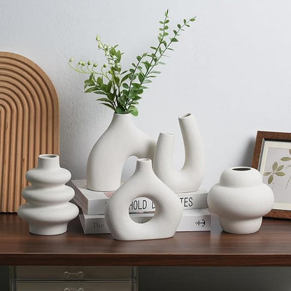 TOMNK Ceramic Flower Vase Set of 5 Modern Nordic Boho Style Decorative Vases Home Decor