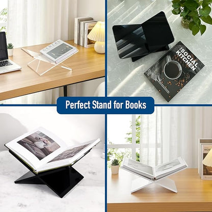 Acrylic Book Stand 11 x 7 x 6 in Large Open Book Display Stand for Cookbook Art Book Bible Guest Book - Coffee Table Book Stand for Reading - White, Standard