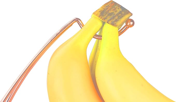 ROSYLINE fruit basket with banana hanger, fruit bowl, multi-functional kitchen and living room storage fruit and vegetable basket, banana hanger can be dismantled (rose gold)