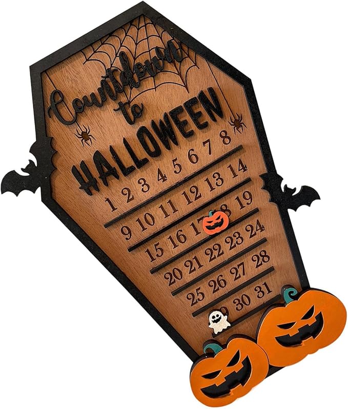 Halloween Bat Ghost Calendar, Spooky Wooden Block, Mobile Kids Calendar, Party Decoration