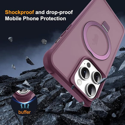 Compatible with iPhone 11 Pro Max Case with Invisible Magnetic O-Ring Stand Military-Grade Translucent Case for iPhone 11 ProMax 6.5" [Compatible with Mag-Safe][Great Grip Feeling], Wine Red