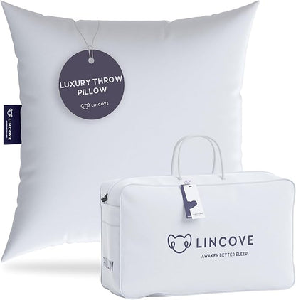 Lincove Euro Throw Pillow Insert Square 16"x16" Pillow – Made in Canada, 100% Cotton Shell, Down Alternative Filling, Vegan-Friendly, Hypoallergenic - Decorative Couch Pillows, 1 Pack