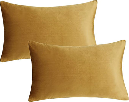 GIGIZAZA Golden Lumber Pillow Covers 12x20，Throw Velvet Decorative Cushion Pillow Covers for Couch Sofa Pack of 2