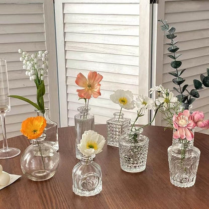 SOUJOY Set of 12 Small Glass Ball Bud Vase, Unique Mini Low Sitting Flower Vase, Clear Floral Centerpieces for Home Decor, Weddings, Floral Arrangements, Events, Parties