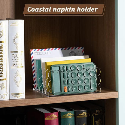 Clear Vertical File Organizer Acrylic File Holder Mails Letter Paper Envelope holder Stand Desk Organizer for Office Home School(5 Compartments,6.3 x 5.9 x 3 Inch)