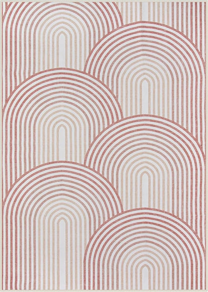 Moynesa Abstract Rainbow 5x7 Area Rugs for Living Room, Washable Soft Pink Rugs for Bedroom Girl Nursery Classroom Easy Clean, Mid Century Modern Accent Carpet for Home Office Decor