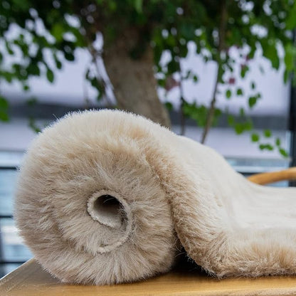 Light Brown Beige Fluffy Faux Fur Rugs for Bedroom Washable Furry Rug for Living Room Indoor Sheepskin Area Rugs 4x6 Nursery Rug
