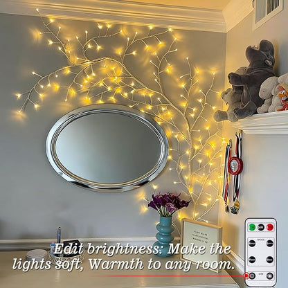 Willow Vine Lights with Remote for Wall: 7.5ft LED Enchanted Vines Lights DIY White Birch Tree Light for Room and Home Decor - Flexible Lighted Branches Light for Halloween & Christmas Decorations