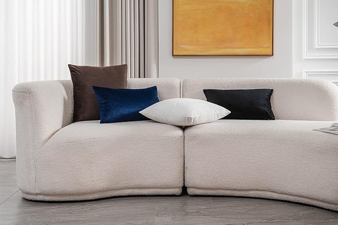 Decorative Pillow Cases 24x24 White: 2 Pack Cozy Soft Velvet Square Throw Pillow Covers for Farmhouse Home Decor