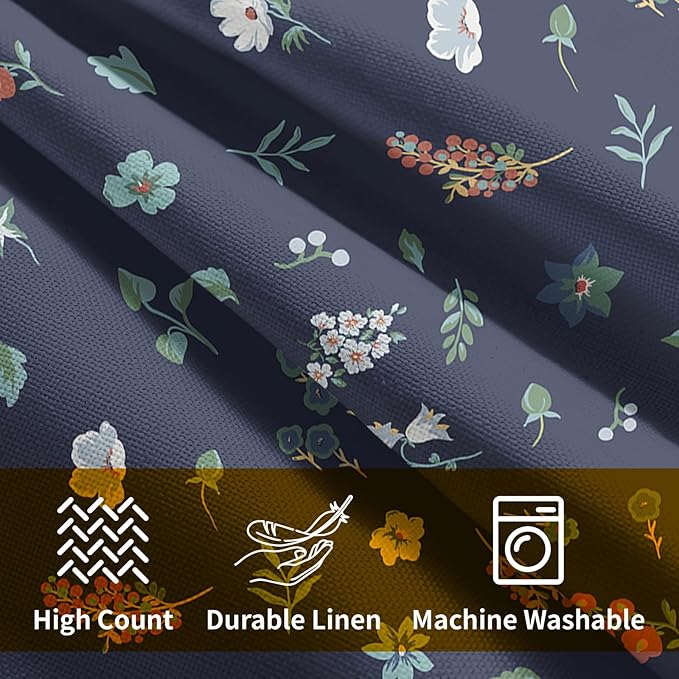 Vitage Floral Pillow Covers 24x24 Set of 2 Navy Green Spring Flower Leaf Pattern Rustic Decorative Outdoor Farmhouse Zipper Boho Pillowcases Decorations Throw Cushion Cover Decor for Couch Sofa Bed
